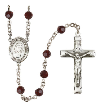 Sterling Silver 6mm Austrian Crystal Saint John Baptist de la Salle Rosary in Garnet