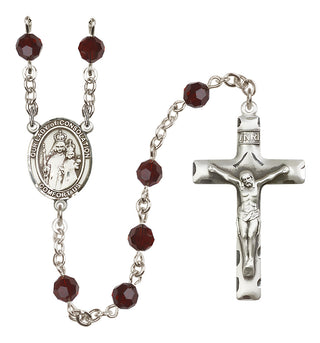 Sterling Silver 6mm Austrian Crystal Our Lady of Consolation Rosary in Garnet
