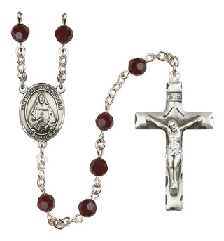 Sterling Silver 6mm Austrian Crystal Saint Theodora Rosary in Garnet