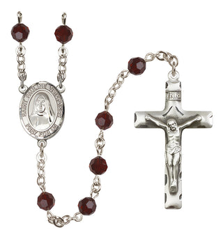 Sterling Silver 6mm Austrian Crystal Saint Pauline Visintainer Rosary in Garnet