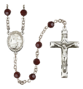 Sterling Silver 6mm Austrian Crystal Saint Jeanne Chezard de Matel Rosary in Garnet