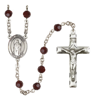 Sterling Silver 6mm Austrian Crystal Saint Seraphina Rosary in Garnet