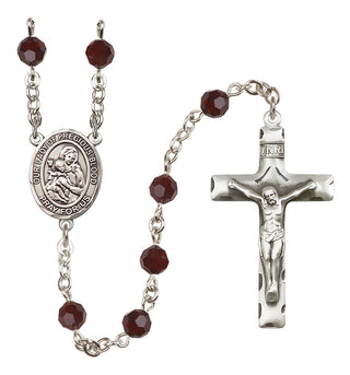 Sterling Silver 6mm Austrian Crystal Our Lady of the Precious Blood Rosary in Garnet