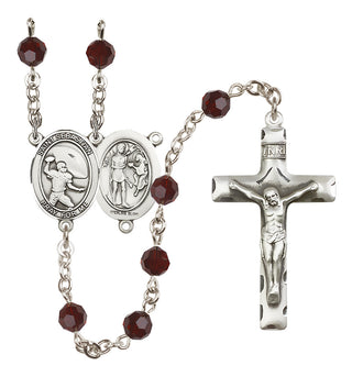 Sterling Silver 6mm Saint Sebastian / Football Rosary