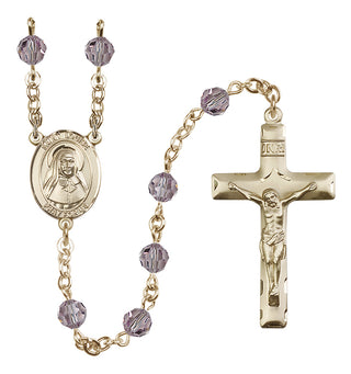 14 Karat Gold-Filled 6mm Austrian Crystal Saint Louise de Marillac Rosary in Light Amethyst