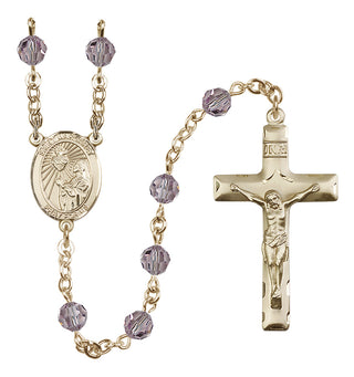 14 Karat Gold-Filled 6mm Austrian Crystal Saint Margaret Mary Alacoque Rosary in Light Amethyst