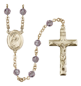 14 Karat Gold-Filled 6mm Austrian Crystal Saint Monica Rosary in Light Amethyst