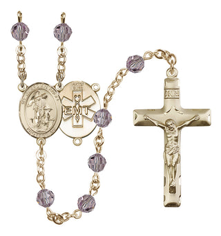 14 Karat Gold-Filled 6mm Austrian Crystal Guardian Angel / EMT Rosary in Light Amethyst
