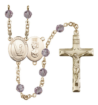 14 Karat Gold-Filled 6mm Austrian Crystal Saint Christopher/Gymnastics Rosary in Light Amethyst