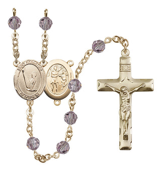 14 Karat Gold-Filled 6mm Austrian Crystal Saint Sebastian/Gymnastics Rosary in Light Amethyst