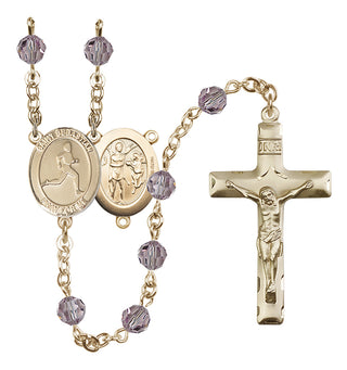 14 Karat Gold-Filled 6mm Austrian Crystal Saint Sebastian/Track & Field Rosary in Light Amethyst