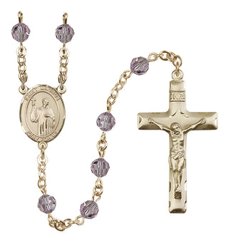 14 Karat Gold-Filled 6mm Austrian Crystal Saint Maurus Rosary in Light Amethyst