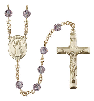 14 Karat Gold-Filled 6mm Austrian Crystal Saint John of Capistrano Rosary in Light Amethyst