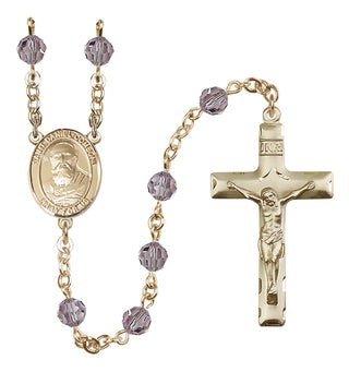 14 Karat Gold-Filled 6mm Austrian Crystal Saint Daniel Comboni Rosary in Light Amethyst