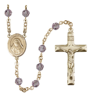 14 Karat Gold-Filled 6mm Austrian Crystal Saint Alphonsa of India Rosary in Light Amethyst