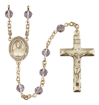 14 Karat Gold-Filled 6mm Austrian Crystal Blessed Emilie Tavernier Gamelin Rosary in Light Amethyst