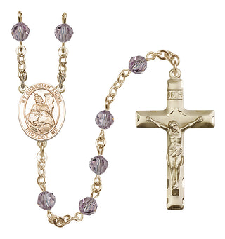 14 Karat Gold-Filled 6mm Austrian Crystal Guardian Angel Protector Rosary in Light Amethyst