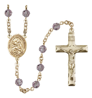 14 Karat Gold-Filled 6mm Austrian Crystal Our Lady of the Precious Blood Rosary in Light Amethyst