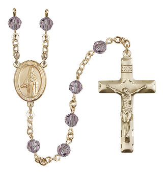 14 Karat Gold-Filled 6mm Austrian Crystal Saint Emma Uffing Rosary in Light Amethyst