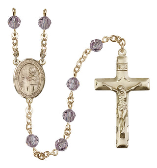 14 Karat Gold 6mm Austrian Crystal Saint John of the Cross Rosary in Light Amethyst