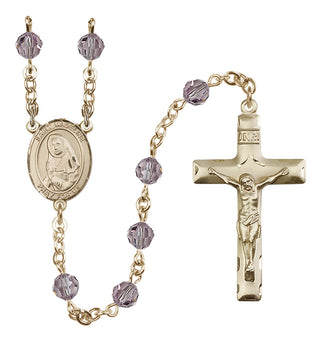 14 Karat Gold 6mm Austrian Crystal Saint Madeline Sophie Barat Rosary in Light Amethyst