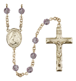 14 Karat Gold 6mm Austrian Crystal Saint Rose Philippine Duchesne Rosary in Light Amethyst