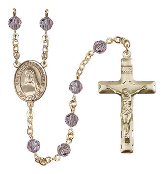14 Karat Gold 6mm Austrian Crystal Saint Pauline Visintainer Rosary in Light Amethyst