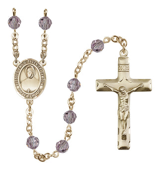 14 Karat Gold 6mm Austrian Crystal Blessed Emilie Tavernier Gamelin Rosary in Light Amethyst