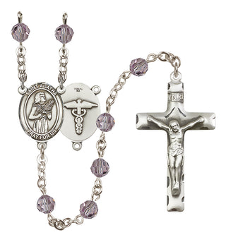 Sterling Silver 6mm Austrian Crystal Saint Agatha / Nurse Rosary in Light Amethyst