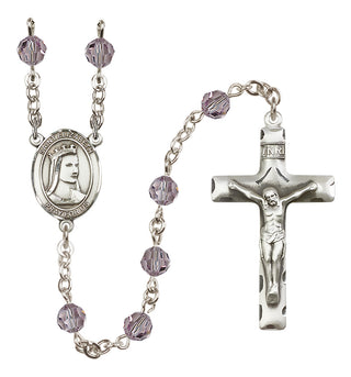 Sterling Silver 6mm Austrian Crystal Saint Elizabeth of Hungary Rosary in Light Amethyst