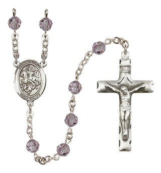 Sterling Silver 6mm Saint George  Engraved Catholic Rosaries
