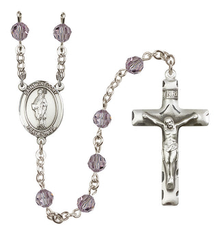 Sterling Silver 6mm Austrian Crystal Saint Gregory the Great Rosary in Light Amethyst