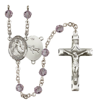 Sterling Silver 6mm Austrian Crystal Saint Joseph of Cupertino Rosary in Light Amethyst