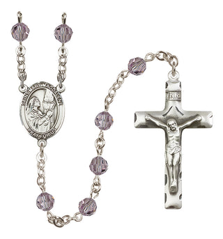 Sterling Silver 6mm Austrian Crystal Saint Mary Magdalene Rosary in Light Amethyst