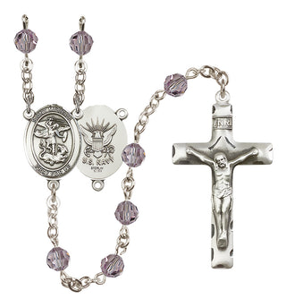 Sterling Silver 6mm Saint Michael / Navy Rosary