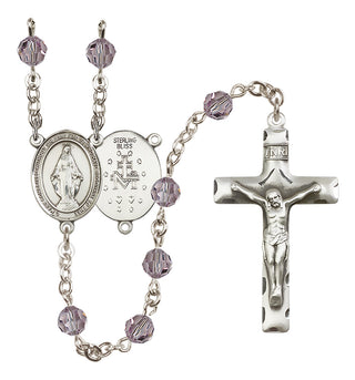 Sterling Silver 6mm Miraculous  Engraved Catholic Rosaries