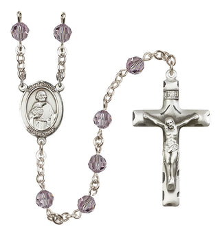 Sterling Silver 6mm Austrian Crystal Saint Philip the Apostle Rosary in Light Amethyst