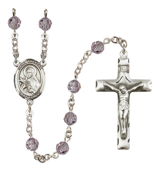 Sterling Silver 6mm Saint Theresa  Engraved Catholic Rosaries