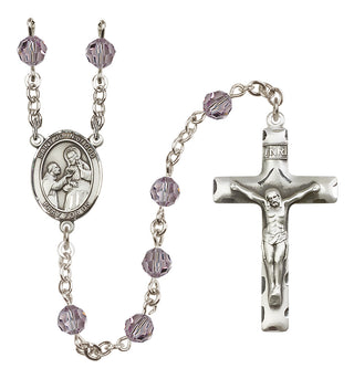 Sterling Silver 6mm Austrian Crystal Saint John of God Rosary in Light Amethyst