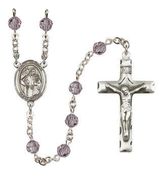 Sterling Silver 6mm Austrian Crystal Saint Ursula Rosary in Light Amethyst