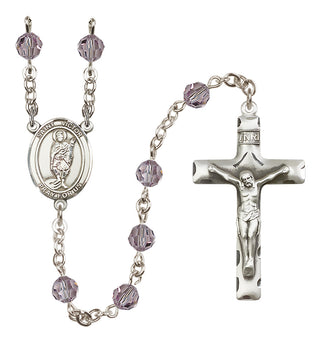 Sterling Silver 6mm Austrian Crystal Saint Victor of Marseilles Rosary in Light Amethyst