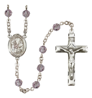 Sterling Silver 6mm Austrian Crystal Saint Zita Rosary in Light Amethyst