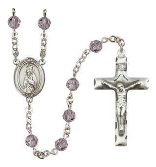 Sterling Silver 6mm Austrian Crystal Saint Alice Rosary in Light Amethyst