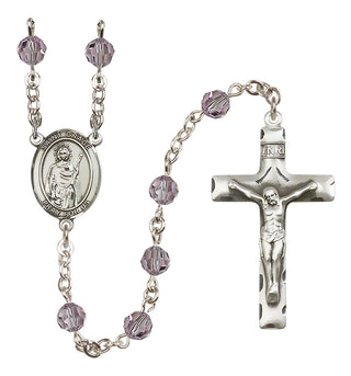 Sterling Silver 6mm Austrian Crystal Saint Grace Rosary in Light Amethyst