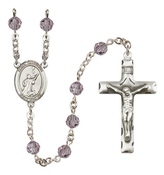 Sterling Silver 6mm Austrian Crystal Saint Tarcisius Rosary in Light Amethyst