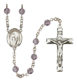 Sterling Silver 6mm Austrian Crystal Saint Susanna Rosary in Light Amethyst