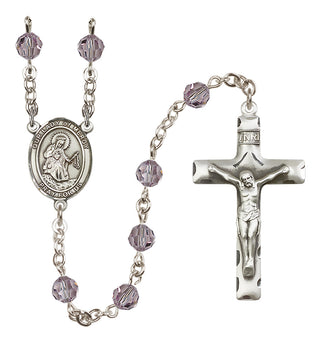Sterling Silver 6mm Austrian Crystal Our Lady of Mercy Rosary in Light Amethyst