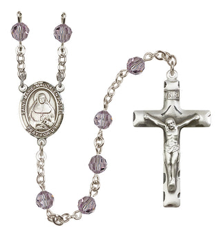 Sterling Silver 6mm Austrian Crystal Saint Marie Magdalen Postel Rosary in Light Amethyst