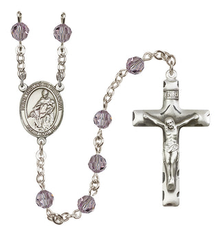 Sterling Silver 6mm Austrian Crystal Saint Thomas of Villanova Rosary in Light Amethyst