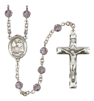 Sterling Silver 6mm Austrian Crystal Saint John Licci Rosary in Light Amethyst